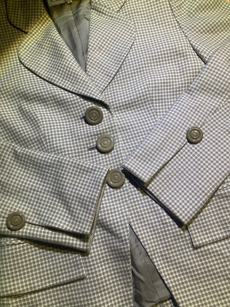 Christian Dior Vintage houndstooth blazer (Category: Luxury Apparel) located in Manila. Submitted by macadr1p (Listing ID 1403580202, Image 3). Description: Dimes: 19x27 Color rate: 9.8/10 Condition: Excellent - no issues - Complete tags - Color not faded at all - Collar not faded - No sign of usage - Need basic wash only - High quality Fabrics - OVERALL💯 “One drop, one shot—claim your crown.” “MACADR1P is a curated thrift clothing shop that ble