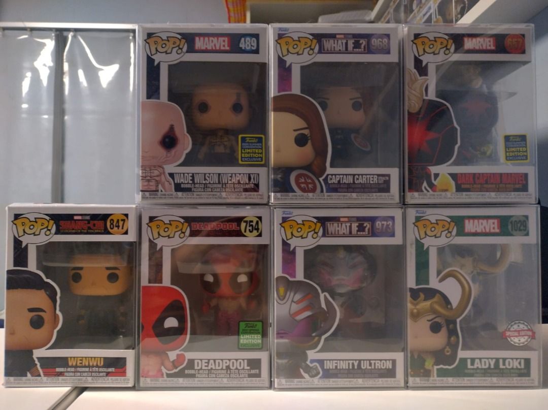 Funko Pop - Marvel （分類：手辦雕像）位於 Hong Kong。 由 keithyue11 提交（商品編號 1403596708，圖片 1）。簡介： Funko Pop - Marvel 每隻HK$65 Captain America - 648 Doctor Strange - 657 Captain Marvel - 908 Sylvie - 988 Captain America - 987 Iron Man (Mark 3) - 1406 Kate Bishop - 1212 Wenwu - 847 Wade Wilson - 489 Deadpool - 754 Captain Carter - 968 Infinity Ultron - 973 Dark Captain Marvel - 657 Lady Loki - 1029 石硤尾 / 深水埗交收。