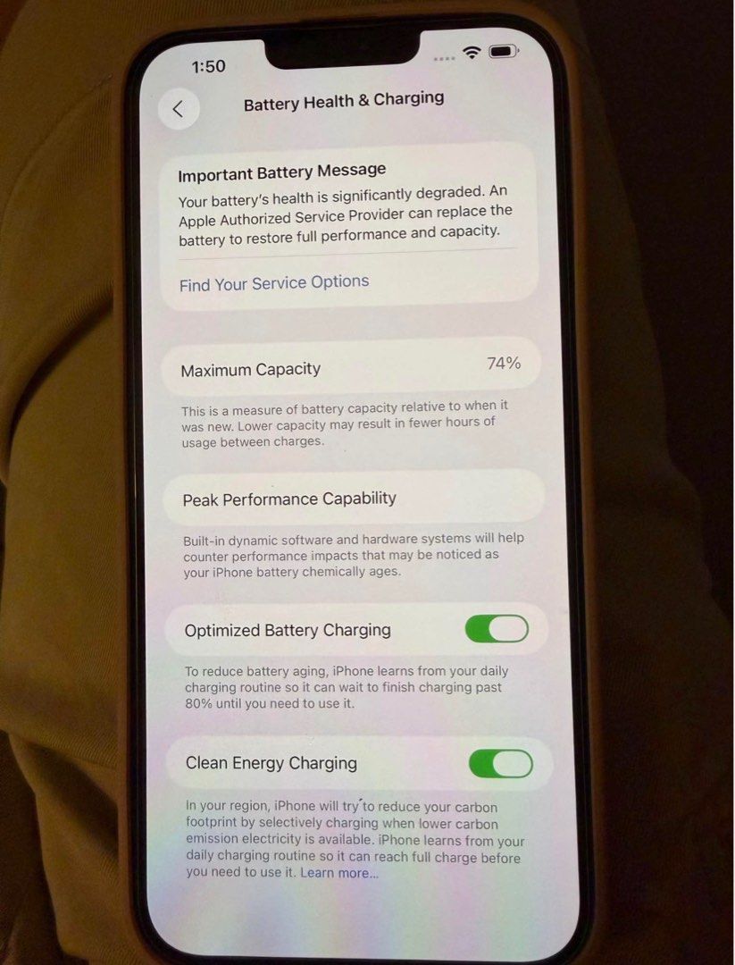 iPhone 13 Pro Max - 128GB Gold (Category: iPhone X Series) located in Makati City. Submitted by annarelos (Listing ID 1403581596, Image 3). Description: iPhone 13 Pro Max - 128GB - Gold Like new condition - never used without a case or screen protector 74% Battery Health Cash buyers only Pickup at or near sellers home Includes: - Case - Charging cord but no charger.