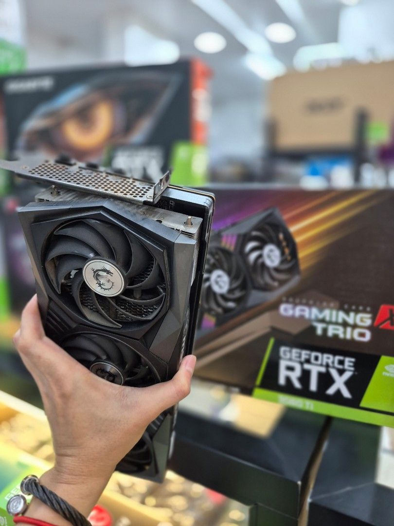 MSI GeForce RTX 3060ti Gaming X Trio (Category: Computer Parts) located in Manila. Submitted by josephmaca15740 (Listing ID 1403452795, Image 2). Description: We're selling quality used graphics cards with store warranty price is negotiable, especially if both with the full system unit (less 3000) this can be traded in with your old graphics cards testing can be done in our store in Gilmore avenue, New Manila Quezon City fb page: PCGILMORE.