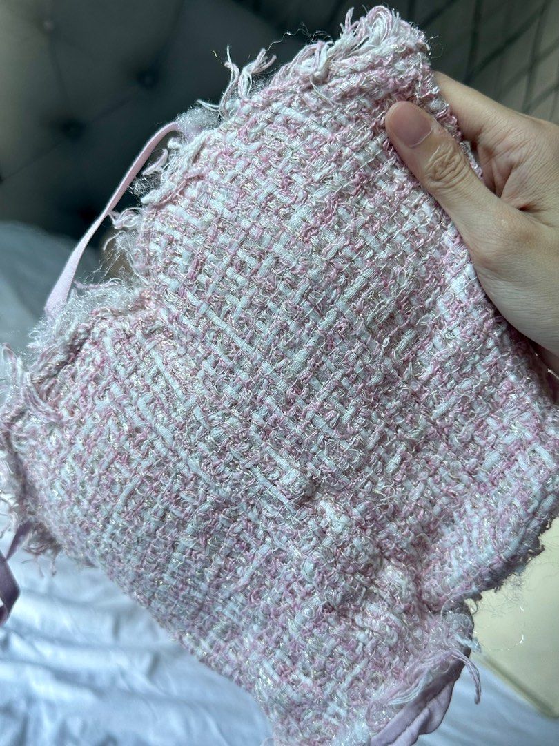 Pink Tweed Corset Top (Category: Sleeveless) located in Taguig. Submitted by dentisimo (Listing ID 1403508283, Image 3). Description: - Pink tweed corset top - Bustier design - Adjustable straps - Woven fabric with pink and white threads - Ruffled trim - Shirred back for comfortable fit.