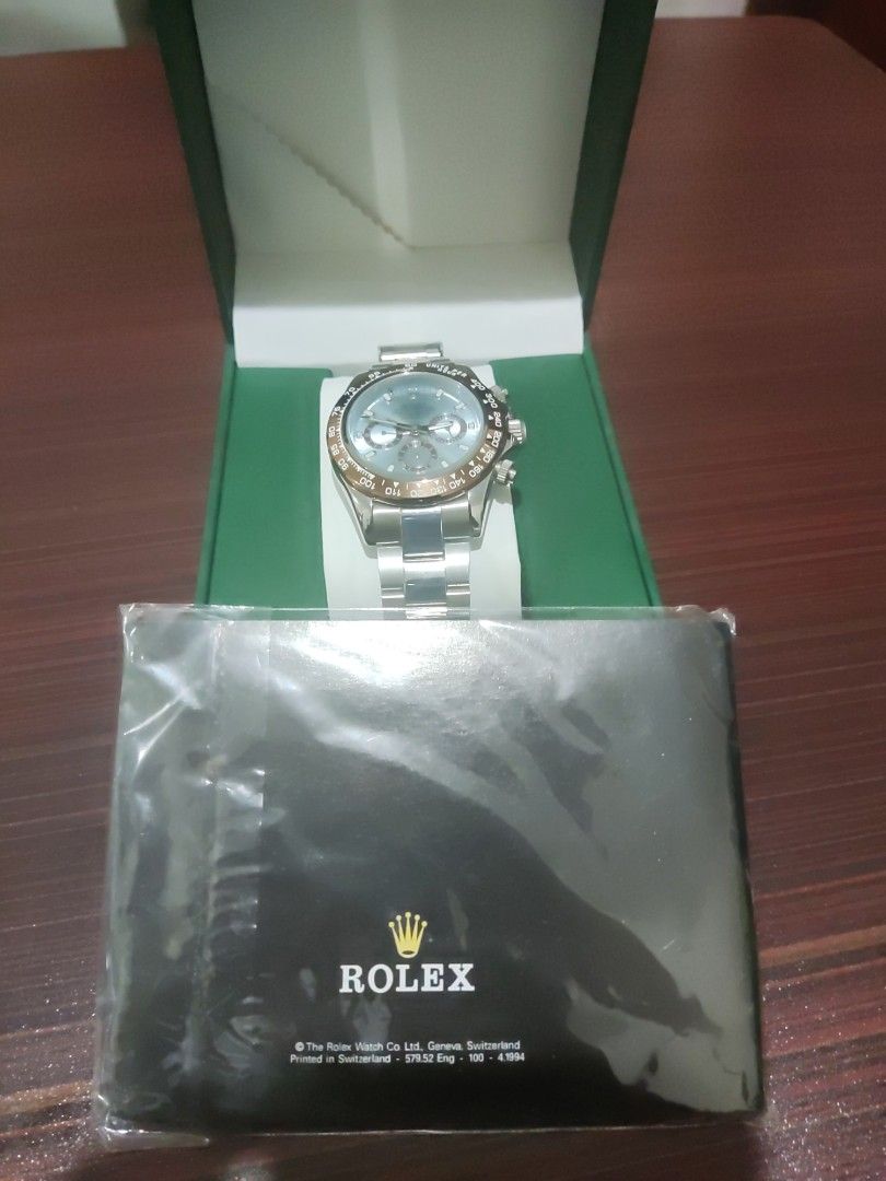 Rolex Daytona (Platinum) Clone (Category: Luxury Watches) located in Lapu-Lapu City. Submitted by lui96 (Listing ID 1403520225, Image 1). Description: Rolex Daytona Platinum (50th Anniversary) Clone, no scratches. Rarely used (4 times only during shoots). Complete with links and accessories. Can meetup or ship. PM me for fast transaction. Thank you..