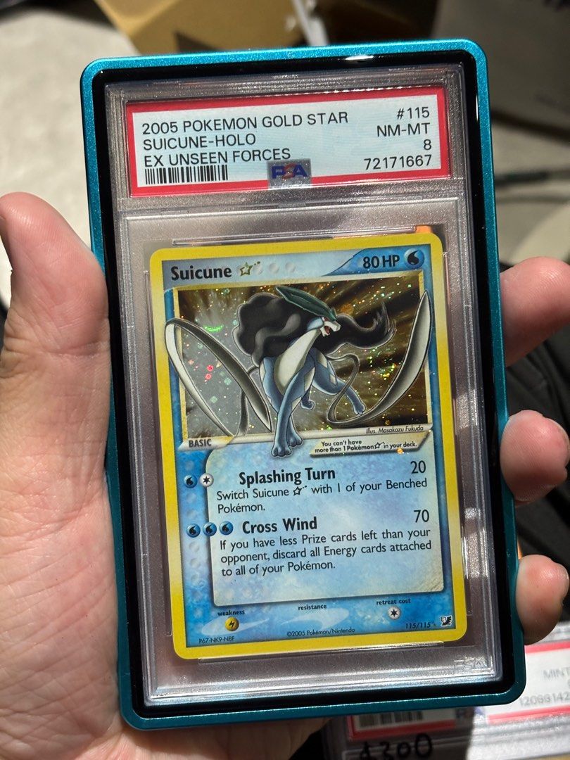  PSA8 2005 POKEMON GOLD STAR SUICUNE 115 HOLO EX UNSEEN FORCES PEA 