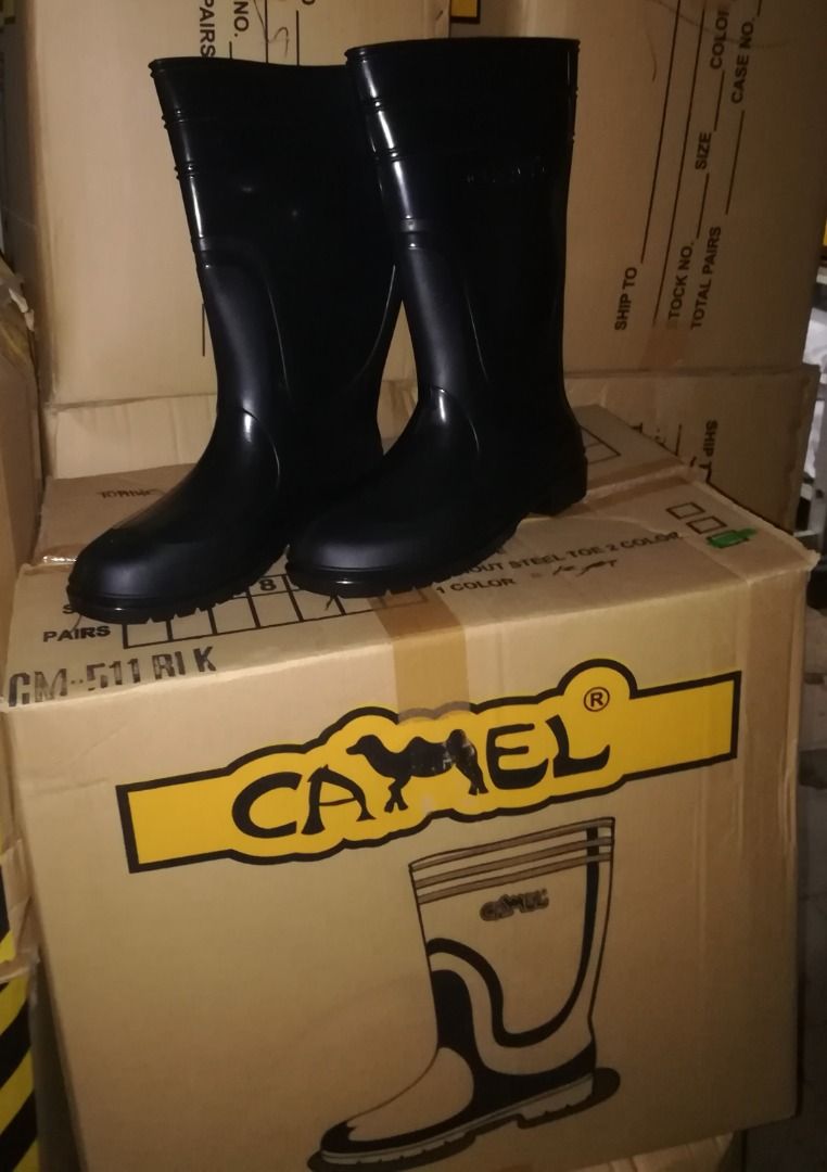 Rubber Boots Black High Cut Camel Brand (Category: Boots) located in Manila. Submitted by liincee (Listing ID 1403481376, Image 3). Description: Camel brand Rubber boots Color: Black Size: 41-7, 42-8, 43-9, 44-10 High cut Waterproof Heavy duty Brand new Quality product.