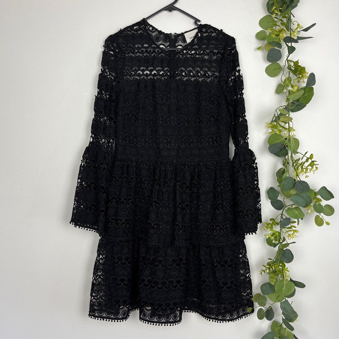 Seed Heritage Black Lace Dress Size 10 (Category: Women's Clothes) located in Melbourne. Submitted by zahrashxh (Listing ID 1403497040, Image 1). Description: Excellent condition, worn once. No signs of wear. Size 10 Midi length dress with long bell sleeves Body is lined and arms are see through Pickup from Meadow Heights. Can deliver / post at extra cost..
