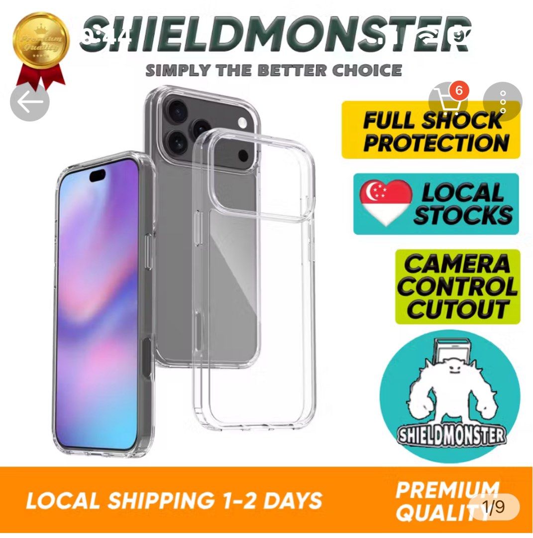 ShieldMonster iPhone Screen Protector & Phone Case (Category: Other Mobile & Gadget Accessories) located in Singapore. Submitted by myuky (Listing ID 1403578708, Image 2). Description: Bought wrong model for these two items: completely brand new, looking to sell both at price i got it for during flash sale + after using my own discount vouchers Model: iphone 15pro 1) Transparent phone casing (absorb pro) - orig price $7.99 2) Screen protector (fu