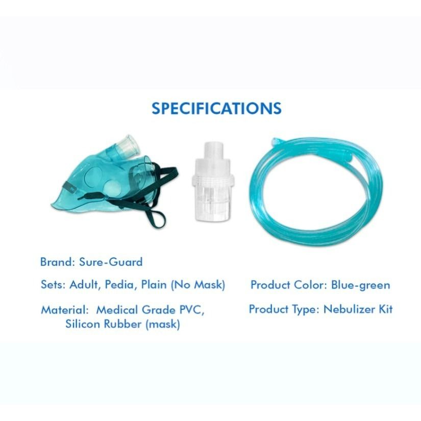 Sure-Guard Nebulizer Kit / Neb Kit (Adult / Plain / Plain) (Category: Medical Supplies & Tools) located in Manila. Submitted by instrumedic89 (Listing ID 1403488491, Image 3). Description: Checkout here >> https://enstack.ph/instrumedic/sureguard-816283 - Sure-Guard Nebulizer Kit (Adult) - Plain design (no mask) - Made with medical-grade PVC and silicon rubber (mask) - Blue-green color - Easy to use - Portable and reliable.