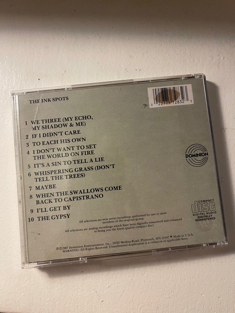 The Ink Spots CD (Category: CDs & DVDs) located in Pasig City. Submitted by vr1998 (Listing ID 1403575427, Image 2). Description: .
