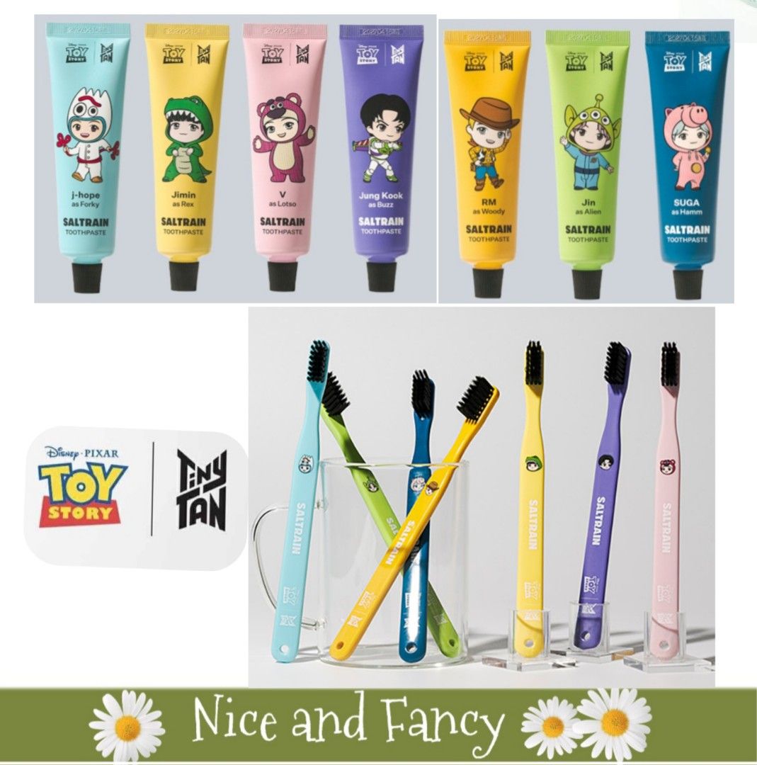 TinyTan x Toy Story Travel Set (Category: Oral Care) located in Quezon City. Submitted by niceandfancy (Listing ID 1403600053, Image 1). Description: Product material Body : PETG Brush : PBT Pouch : PVC **Size(mm) Toothbrush : 20 x 170 Toothpaste : 46 x 145 ; 70g Pouch : 220 x 75 **Contents Toothbrush : 1EA Toothpaste : 1EA Pouch : 1EA.
