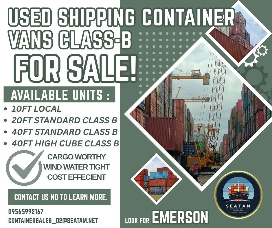 USED CONTAINER VAN CLASS B (Category: Construction & Building Materials) located in San Jose del Monte. Submitted by seatam_emerson (Listing ID 1403502260, Image 1). Description: USED CONTAINER VANS CLASS B.