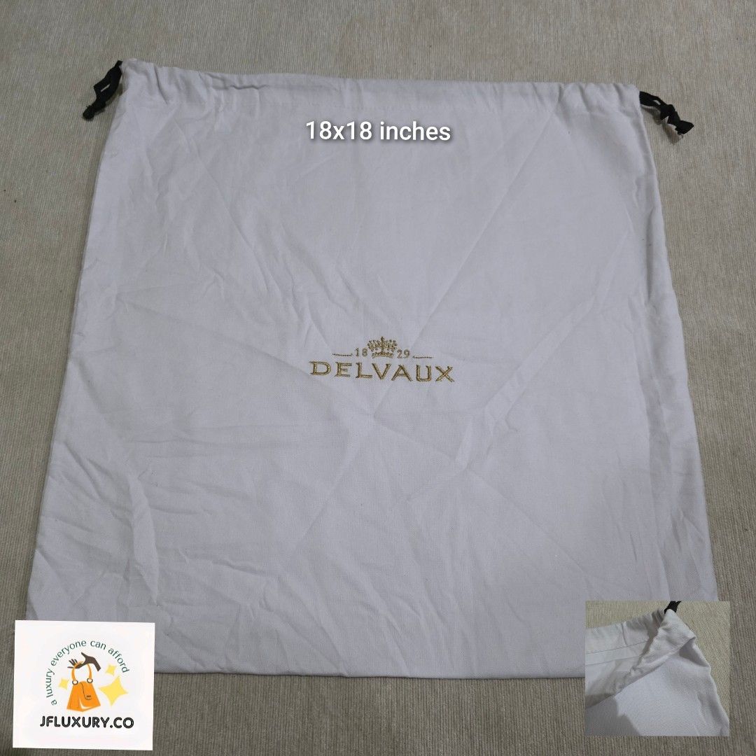 Authentic Delvaux Dust Bag 18x18 inches (Category: Cross-body Bags) located in Manila. Submitted by jfluxury.co (Listing ID 1403726236, Image 1). Description: excellent condition no flaws bought in Japan 🇯🇵 💯% Authentic. 😊 Money back guarantee. 😊 Clean and ready to use na.