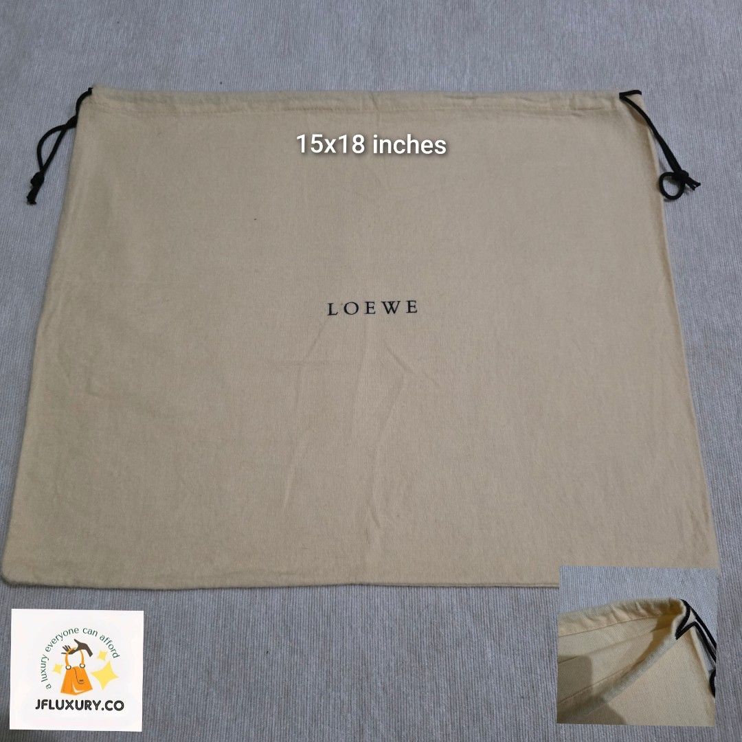 Authentic Loewe Dust Bag 15x18 inches (Category: Shoulder Bags) located in Manila. Submitted by jfluxury.co (Listing ID 1403730466, Image 1). Description: excellent condition no flaws bought in Japan 🇯🇵 💯% Authentic. 😊 Money back guarantee. 😊 Clean and ready to use na.
