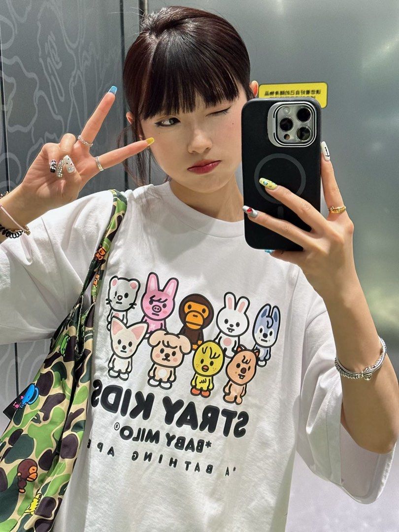 BAPE X STRAY KIDS SKZOO FAMILY BABY MILO TEE, Men's Fashion, Tops