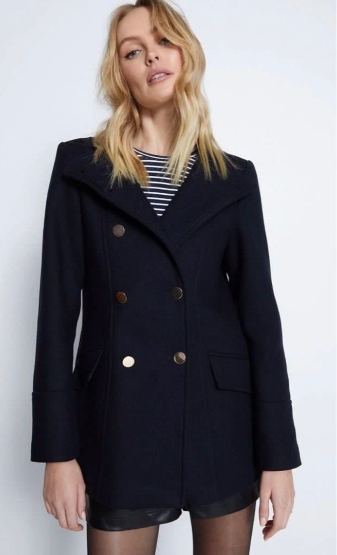BNWT Navy Military Coat (Category: Coats, Jackets and Outerwear) located in Taytay. Submitted by becha1 (Listing ID 1403670666, Image 2). Description: Brand new with tags. Size 6 UK fits XS to Small..