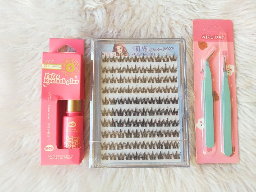 Glue Free Cluster Lashes Set (Category: Makeup) located in Quezon City. Submitted by floreskari78555 (Listing ID 1403704133, Image 1). Description: Glue Free Cluster Lashes Set✨ 365php‼️‼️ Glue Free Cluster Lashes 1 pack (choose what design) Bqi False Eyelash Glue (White Glue) Tweezer Set 2pcs Tip:No glue needed but for added support.You might need glue for long day use to prevent it from falling off. cod /gcash/bank transfer shipping nationwide 
