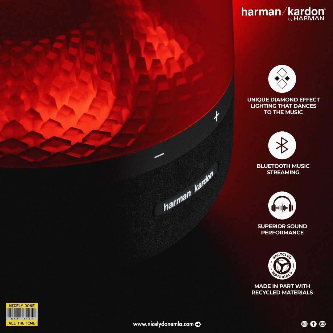 HARMAN KARDON AURA STUDIO 4 (Category: Soundbars, Speakers & Amplifiers) located in Quezon City. Submitted by hifivebynicelydone (Listing ID 1403726310, Image 3). Description: 🎶 The New Harman Kardon Aura Studio 4 — An unparalleled home audio experience. 🎶 An immersive listening experience that blurs the line between art and sound. With its mesmerizing diamond-effect lighting and signature 360° audio performance, the Aura Studio 4 transforms an