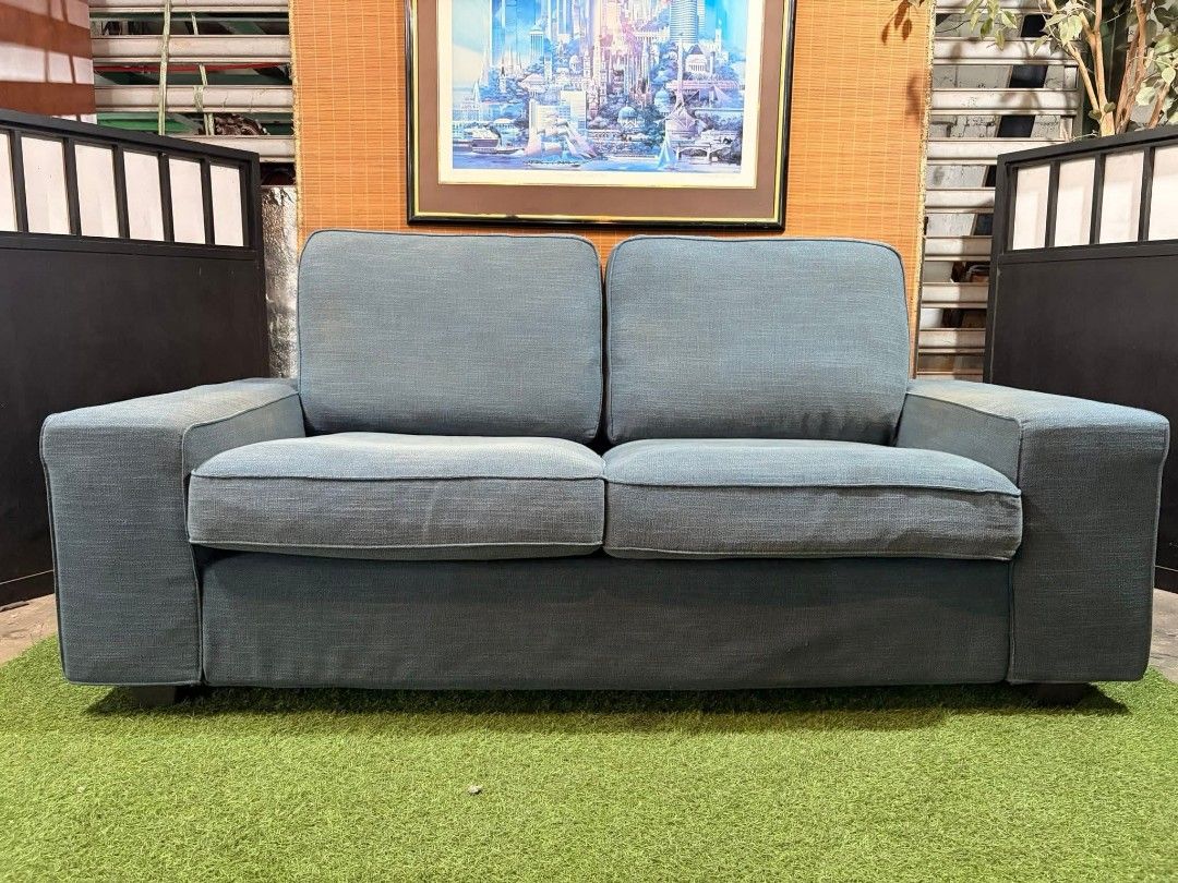 IKEA KIVIK 2-Seater Sofa (Category: Sofas) located in Manila. Submitted by eloizavill76462 (Listing ID 1403649380, Image 2). Description: IKEA Kivik Big 2 to 3-seater LoveSeat Sofa FULLY WASHABLE & REMOVABLE COVER SUPER SOFT & COMFY!!! MALINIS!!! *VIDEO ON COMMENT 75L x 36W x 17H seat height inches Sandalan height 35 inches In good condition .