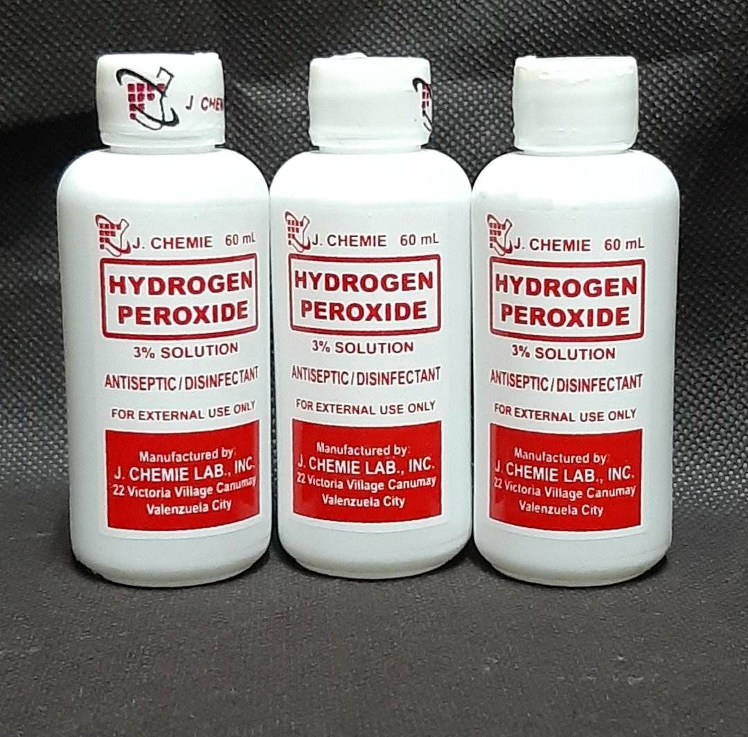j.chemie HYDROGEN PEROXIDE 3% 60ML (Category: Medical Supplies & Tools) located in Quezon City. Submitted by zyra26 (Listing ID 1403644144, Image 1). Description: .