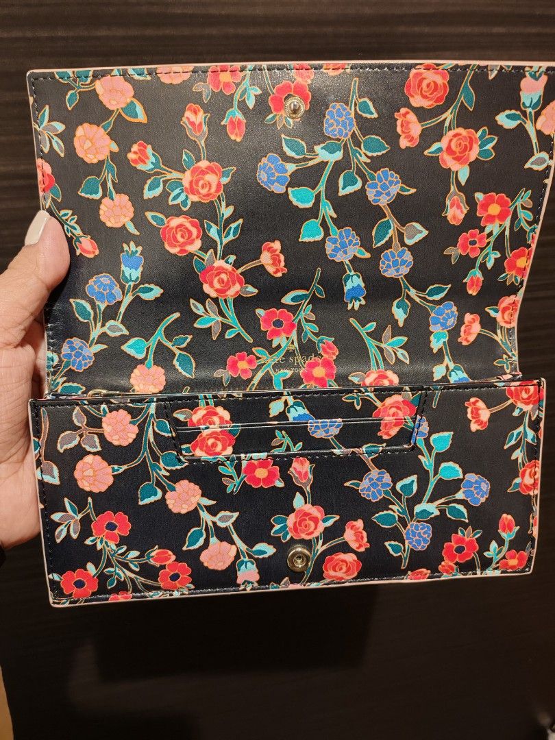 Kate Spade Pink Floral Wallet leather (Category: Luxury Bags & Wallets) located in Davao. Submitted by athenaprelovedph (Listing ID 1403802109, Image 3). Description: Long leather wallet Slightly used good as new with card and coin slots golden hardware, authentic .