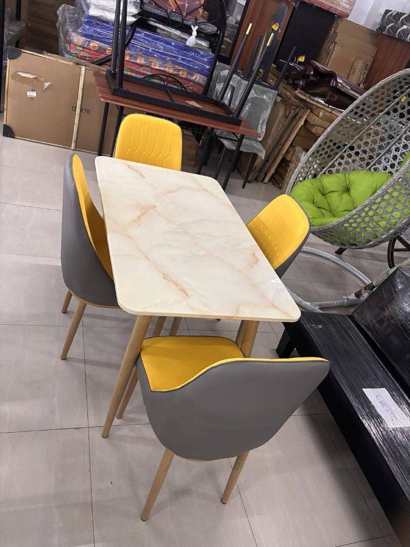 Marble Top Dining Table (Category: Tables & Sets) located in Makati City. Submitted by gineth24 (Listing ID 1403736463, Image 2). Description: Marble Top Dining Table Set 4 Seaters 120x70cm +Sf, may vary per location Pm for inquiries.