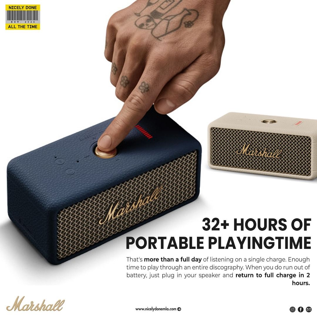 MARSHALL EMBERTON III (Category: Soundbars, Speakers & Amplifiers) located in Quezon City. Submitted by hifivebynicelydone (Listing ID 1403725463, Image 3). Description: ⚡️ The New Marshall Emberton III — Powerful Sound, Portable Freedom. ⚡️ Freedom never sounded this good. The iconic Marshall sound now fits right in your hand — loud, raw, and unapologetically bold. Wherever your playlist takes you, the Emberton III delivers legendary sound that 