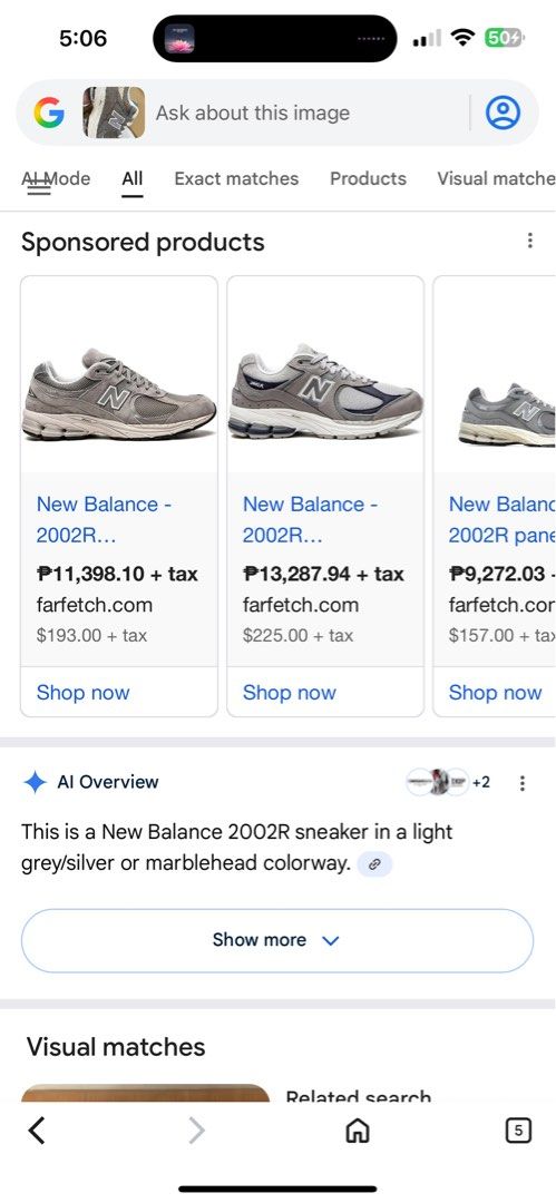 New Balance 2002R Grey/Silver Sneakers (Category: Sneakers) located in Quezon City. Submitted by azir88 (Listing ID 1403706561, Image 3). Description: - New Balance 2002R sneakers - Color: Light Grey/Silver (Marblehead) - Features the iconic New Balance logo.