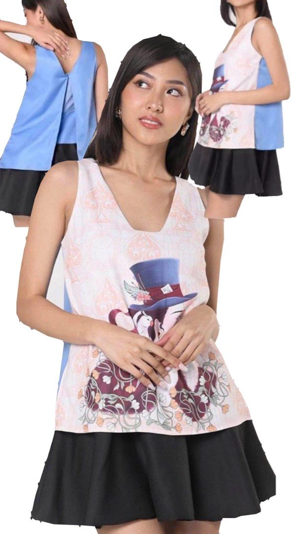 Preloved Plains & Print Playsuit (Category: Sleeveless) located in Manila. Submitted by decluterrracct (Listing ID 1403614807, Image 2). Description: Preloved Plains and Prints Playsuit Size M Used twice RFS declutterring Original Price - ₱2398.