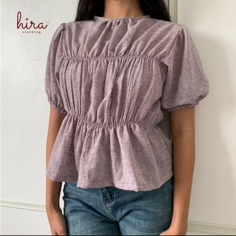 Puff Sleeve Round Neck Top (Category: Sleeveless) located in Marikina City. Submitted by ynaaast (Listing ID 1403729729, Image 1). Description: Puff sleeve round neck top Smocked waist Linen Fits Small Never used .