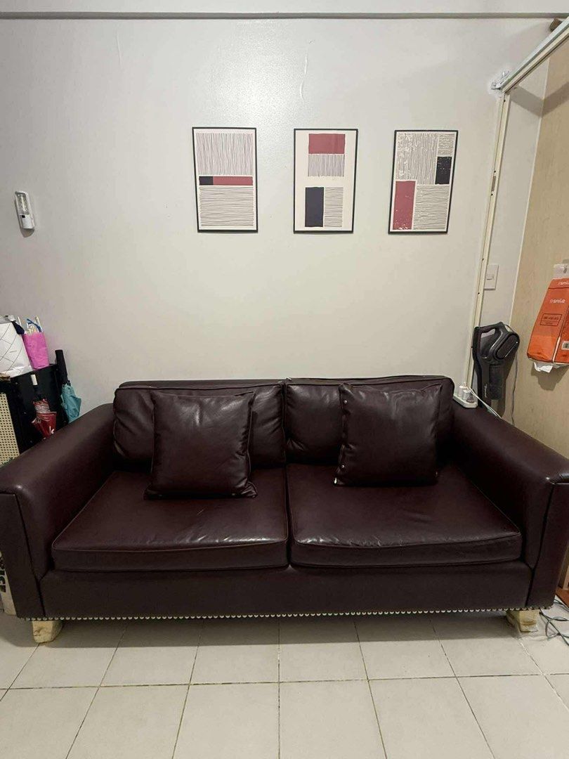 Salem Leather Sofa (Category: Sofas) located in Makati City. Submitted by cosyclub (Listing ID 1403757765, Image 1). Description: Brown Leather 3–4 Seater Salem Sofa ₱25,000 · Good Condition Comfort meets timeless style with this genuine Salem sofa in rich brown leather. Seats 3–4 people comfortably. Purchased in 2019 for ₱55,000, well-maintained and still in great shape. ✅ Premium leather upholstery ✅ Sturdy frame and comfortable cushions ✅ Clas