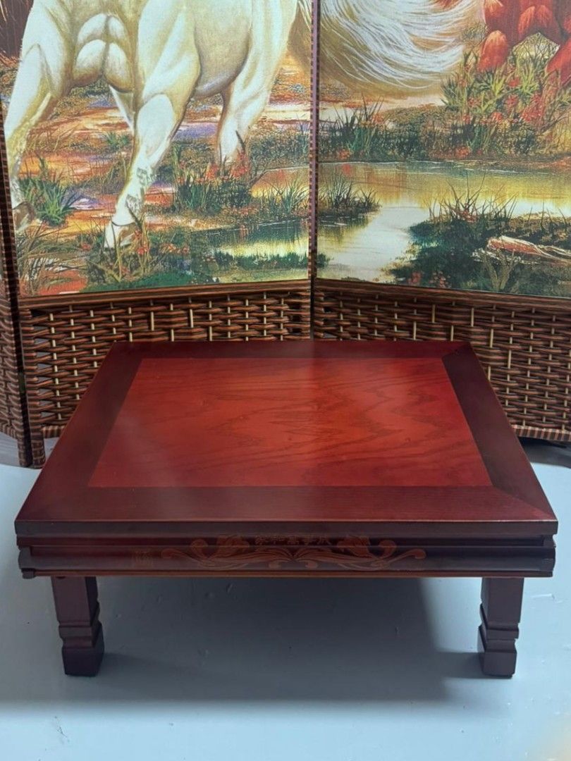 Solid wood foldable table (Category: Tables & Sets) located in Singapore. Submitted by pmspl (Listing ID 1403680617, Image 1). Description: Dimensions: 62cm (L) x 45cm (W) X 25cm (H) This stylish yet practical solid wood foldable table is perfect for home, office or outdoor use. Condition: Well used 1. Foldable design for easy storage and portability 2. Smooth wooden surface, easy to clean 3. Great for studying, working, picnics, or as a coffee/ 