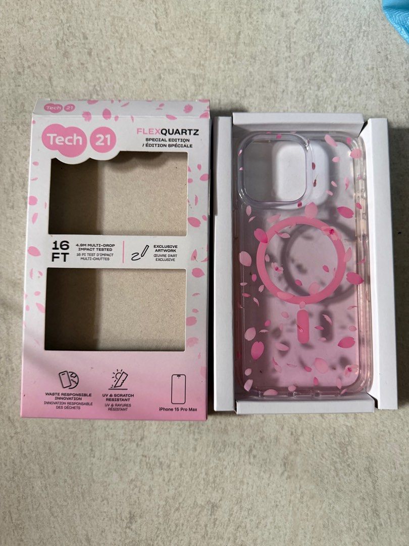 TECH 21 SAKURA 15 promax CASE (Category: Cases & Sleeves) located in Manila. Submitted by jdeenamiga80306 (Listing ID 1403752436, Image 1). Description: - Tech21 Sakura Case for iPhone 15 Pro Max - Features a beautiful pink floral design - Offers drop protection - Stylish and protective.