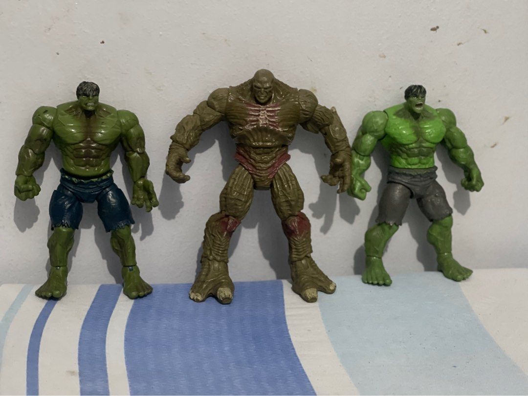 Vintage 2007 Marvel Hulk Action Figures (Category: Figurines & Statues) located in Manila. Submitted by hilligna (Listing ID 1403756333, Image 1). Description: - Marvel Hulk action figure set - Includes two Hulk figures and one Abomination figure - Abomination figure features detailed sculpting and paintwork - Green Hulk figures have different shorts - Made of durable plastic - Features articulated joints for posing - Perfect for display or play 
