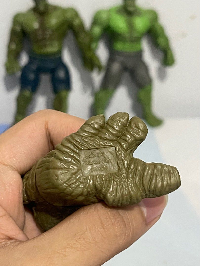 Vintage 2007 Marvel Hulk Action Figures (Category: Figurines & Statues) located in Manila. Submitted by hilligna (Listing ID 1403756333, Image 2). Description: - Marvel Hulk action figure set - Includes two Hulk figures and one Abomination figure - Abomination figure features detailed sculpting and paintwork - Green Hulk figures have different shorts - Made of durable plastic - Features articulated joints for posing - Perfect for display or play 