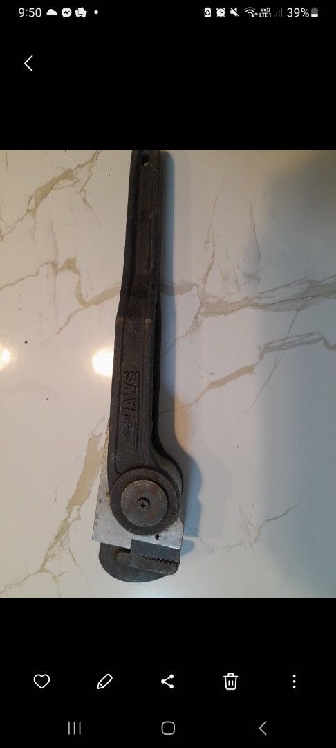 POWER JAWS BRAND U.S. (Category: Construction Tools & Equipment) located in Pasig City. Submitted by silentforest_59b349 (Listing ID 1403757015, Image 1). Description: - Vintage pipe wrench - Durable metal build - Adjustable jaw for versatile use - Perfect for plumbing and mechanical applications.