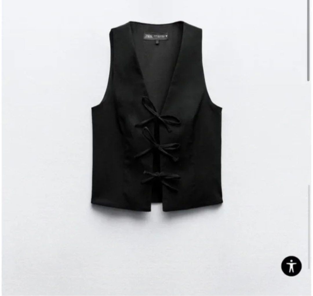 Zara Black Tie Front Vest Top (Category: Sleeveless) located in Manila. Submitted by koi2koi (Listing ID 1403622484, Image 1). Description: NEVER WORN, only stored. RFS: not my style..