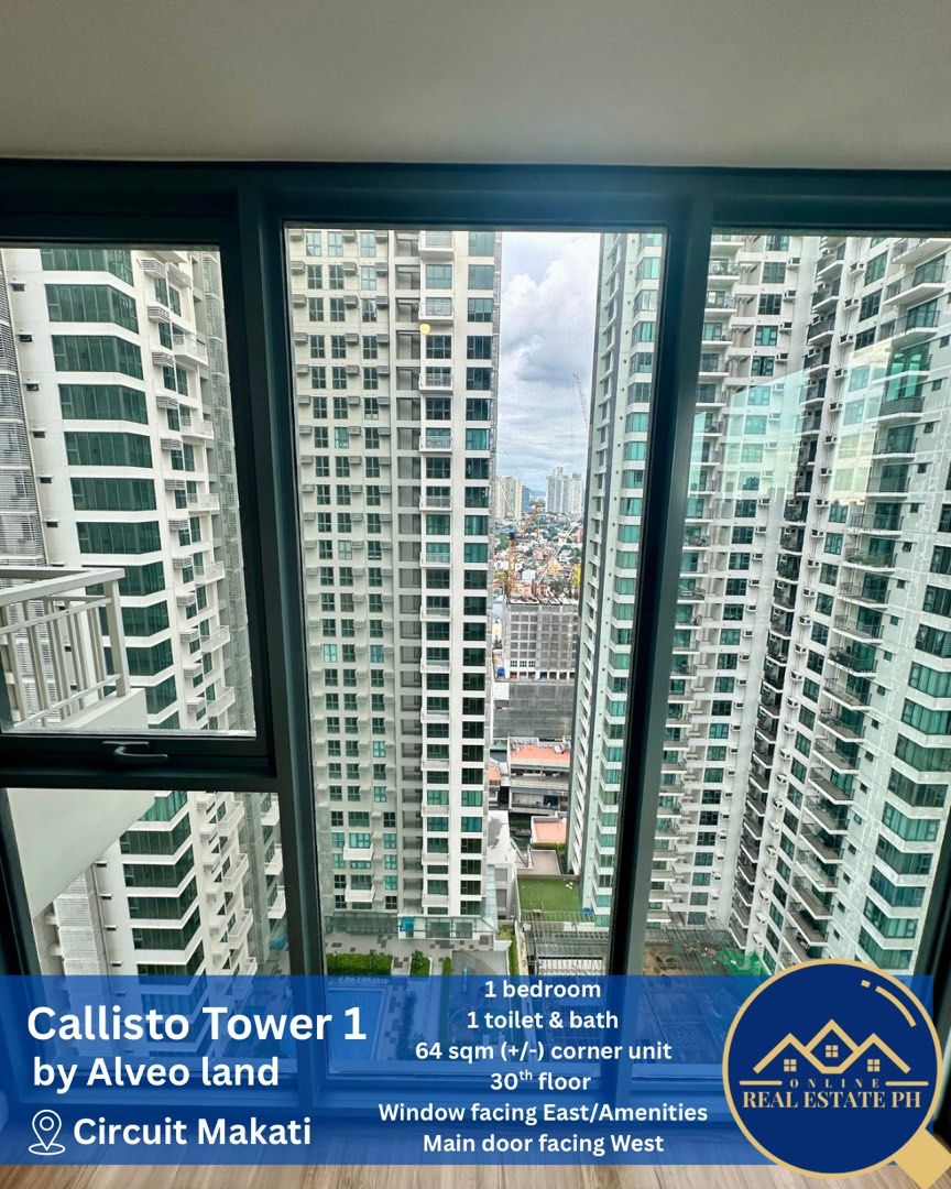 1 bedroom corner unit in Circuit Makati (Category: Apartments & Condos) located in Makati City. Submitted by onlinerealestateph (Listing ID 1403910107, Image 3). Description: For sale: 1 bedroom unit Callisto Tower 1 At Circuit Makati Details: 1 bedroom 1 toilet & bath 64 sqm (+/-) 30th floor Utility / laundry area Ready for occupancy Foreigner owned Clean title and ready to transfer Orientation: Window and balcony facing East/Amenities Main door