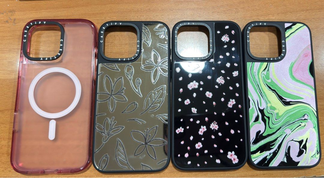Casetify iphone 16 pro max (Category: Cases & Sleeves) located in Manila. Submitted by destash2restash2018 (Listing ID 1403931896, Image 1). Description: All in vgood preloved condition No box but with still with envelope and QR P1,500 each Black mirror sakura - SOLD Pink Fizz m-SOLD.