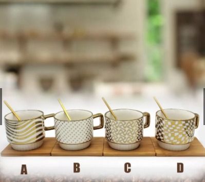 Ceramic Coffee Cup Set with Spoon & Wooden Tray (Category: Coffee & Tea Tableware) located in Paranaque City. Submitted by pilipinashop (Listing ID 1403873818, Image 2). Description: brand new warehouse sale!!! 220 each 220 each 220 each original price: 280.