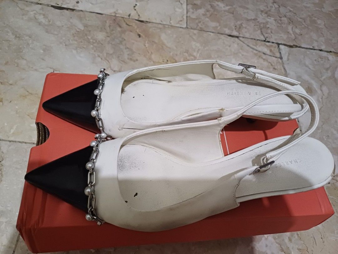 Charles & Keith Slingback Heels (Category: Heels) located in Quezon City. Submitted by declutterhouse (Listing ID 1403912087, Image 3). Description: Manage expectations. Well used. Pwedeng punasan / shoe repair. when worn pic recently included.