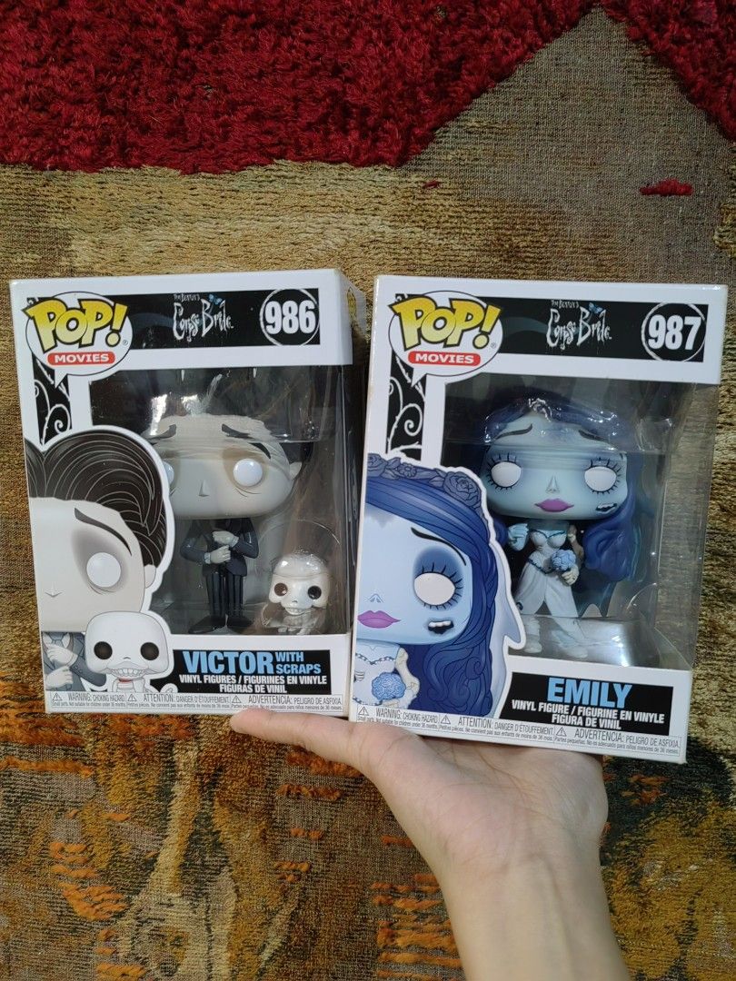 Corpse Bride Funko Pop (Victor and Emily) (Category: Designer & Blind Box Toys) located in Pasig City. Submitted by _thrift.chic (Listing ID 1403892062, Image 1). Description: 100% Authentic Funko Pop For Sale BOSS PROTECTOR INCLUDED Selling as SET Corpse Bride Set Funko Pop Box condition is 8/10 Brand New Never OOB Final price posted. RFS: Downsizing my collection to what line I just really wanted. -Please see/view all photos posted before addin