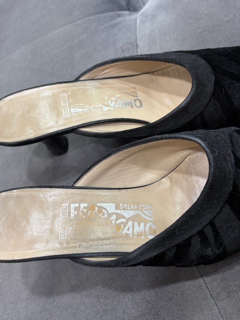 Ferragamo Suede Mules with Kitten Heels (Category: Sneakers & Footwear) located in Quezon City. Submitted by daniclutter (Listing ID 1403844810, Image 2). Description: Original Salvatorre Ferragamo Bought in Japan Negotiable price! Suede Mule with Squared Pointed Toe style, newly resoled RFS: dont get to wear it :(.