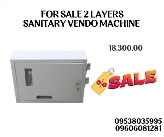 FOR SALE 2 LAYERS SANITARY VENDO MACHINE (Category: Construction Tools & Equipment) located in Caloocan City. Submitted by mightywater-74d1 (Listing ID 1403872190, Image 1). Description: 1. Machine Size: W52*D12.5*H41cm; N. Weight, 10.5Kg, G.Weight:11.5kg 2. Selections: 2types, column length 370mm 3. Capacity: 8-20pcs of each, total16-40pcs 4. Coin mech 1-2coins 5. Full mechanical vending machine, 2 columns are worked with 2 coin mechs, only acce