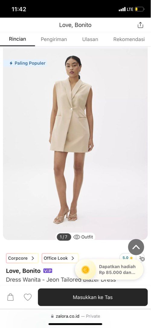 Love Bonito Tailor Dress (Category: Dresses) located in Balanga. Submitted by be.gab (Listing ID 1403970776, Image 1). Description: Had this altered to include a button so my jewels wont show up when I move.