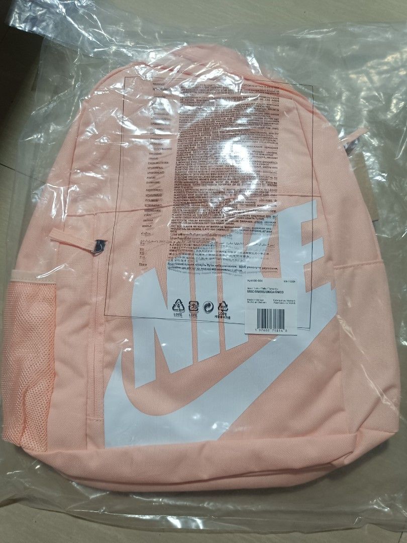 Nike Backpack (Category: Backpacks) located in Cavite. Submitted by disyc (Listing ID 1403893082, Image 2). Description: Nike Elemental backpack is available in two colors: black and peach. It features the iconic Nike logo prominently displayed. It has a spacious main compartment and side pockets for extra storage. Perfect for school, travel, or everyday use. 1299 each Meet up, lalamove, ship. .