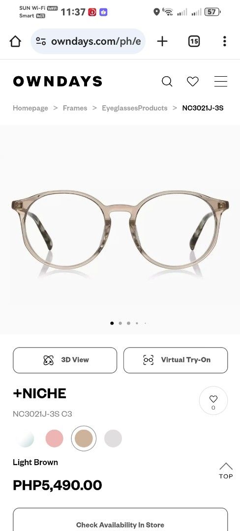 OWNDAYS Eyeglasses frame (Category: Sunglasses & Eyewear) located in Manila. Submitted by lemssss (Listing ID 1403968536, Image 2). Description: Slightly used OWN DAYS frame Unisex Almost new condition Comes with white case super good ung quality nya slightly negotiable pm me..