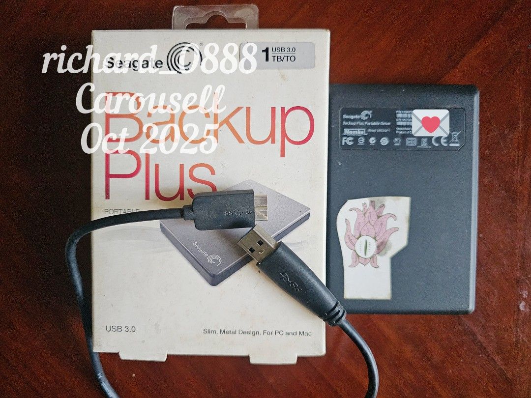 Seagate Backup Plus Portable 1TB USB 3.0 (Category: Hard Disks & Thumbdrives) located in Valenzuela. Submitted by richard_0888 (Listing ID 1403868102, Image 1). Description: ❗️Portable Storage HDD for Sale❗️ 💾 Seagate Backup Plus 1TB (Silver) 📦 with included cable and box ✅ ️Good condition - used as file storage only 💿 already formatted clean 💵 Php 2195 + sf 🏦 MOP : GCash/Maya, BPI, bank transfer 📍 Shipping location : Valenzuela City 🏍 MOD