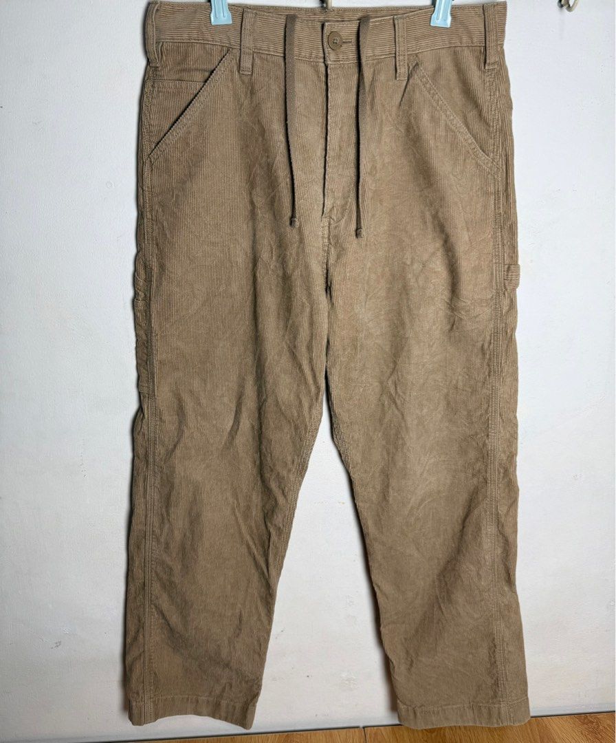 Uniqlo Corduroy Work Pants (Category: Trousers) located in Tanza. Submitted by dappydappy (Listing ID 1403982411, Image 2). Description: Size Small Dimes Waist 15 Thigh 11 Hem 8 Length 38 No Flaws.