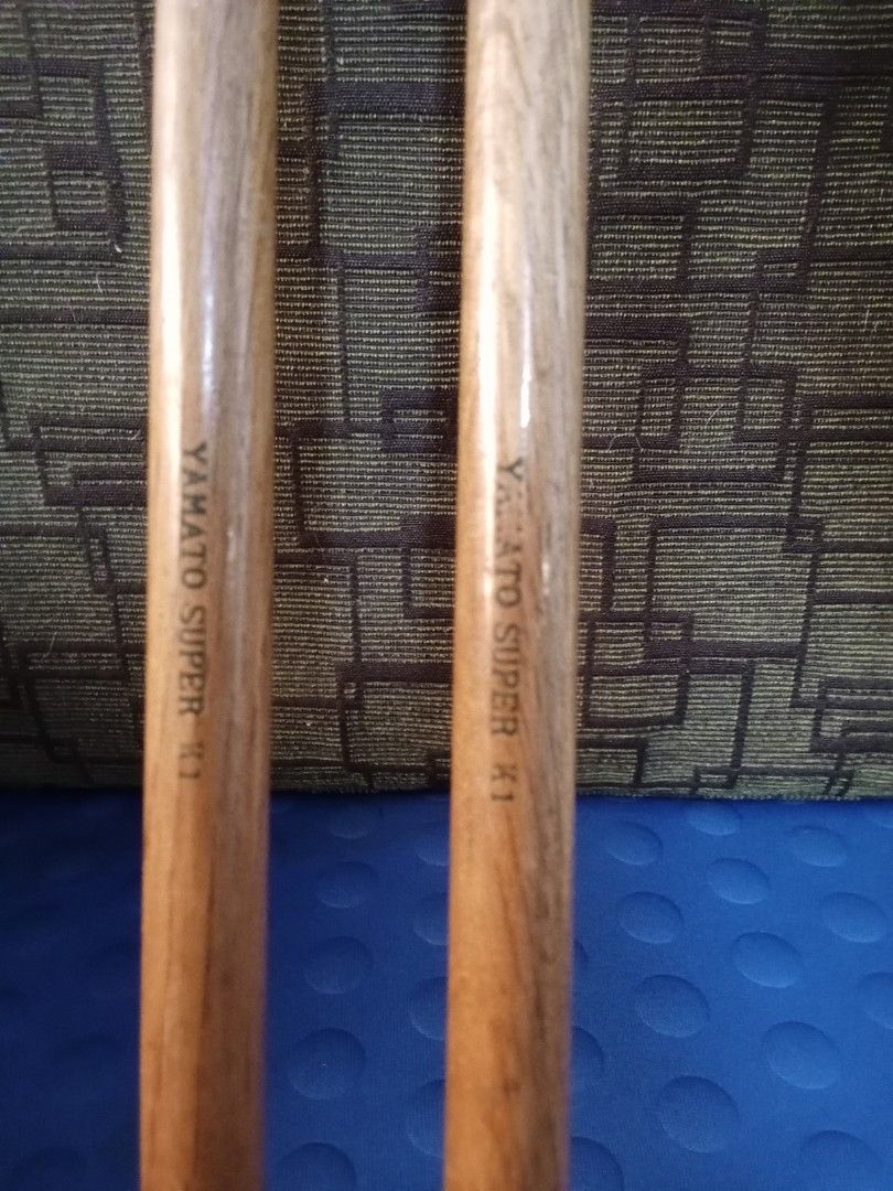 Yamato Super K1 Drumsticks (Category: Musical Instruments) located in Bocaue. Submitted by marajapansurplus (Listing ID 1403866485, Image 3). Description: - Pair of Yamato Super K1 drumsticks - Made of wood - Natural finish - Model name printed on sticks.