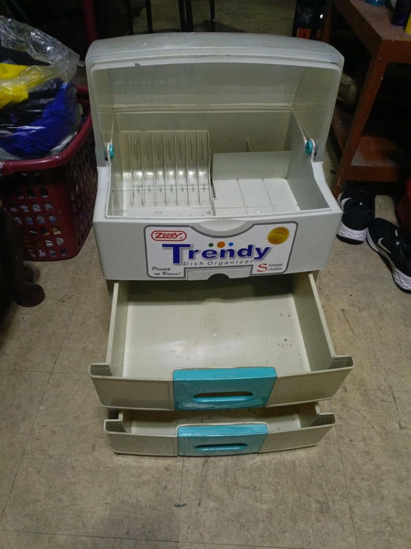 Zooey Trendy 2 Drawer Dish Organizer (Category: Bathroom & Kitchen Fixtures) located in Antipolo. Submitted by nil.nil1 (Listing ID 1403830641, Image 2). Description: Zooey Trendy 2 Drawer Dish Organizer Product Details Kitchen Organizer It keeps your utensils organize. Dimension 39cm L x34cm W x 61cm H used but not abused still good as new. RFS: Decluttering.