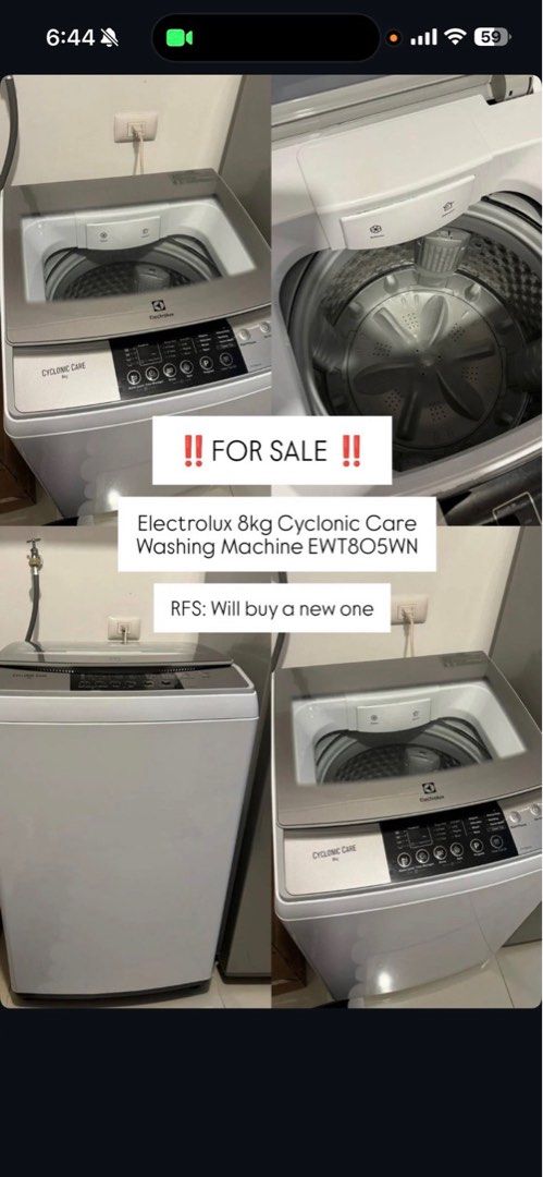 Electrolux Cyclonic Care 8Kg Automatic Washing Machine (Category: Washing Machines and Dryers) located in Taguig. Submitted by gssclmnovns (Listing ID 1404095690, Image 1). Description: Move out sale.